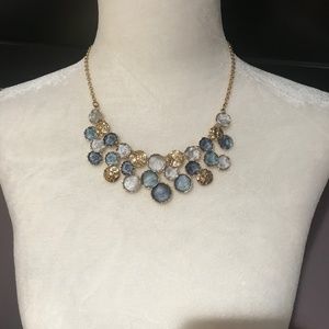 Gold & Light Blue Statement Necklace